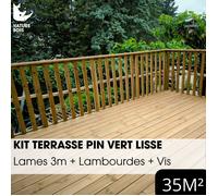 Kit terrasse complet - PIN VERT - AB LISSE - Ep.27 mm x l.145 mm - L.3 m - À partir de 10 m²