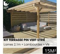 Kit terrasse complet - PIN VERT - AB STRIÉ - Ep.27 mm x l.145 mm - L.2,10 m - À partir de 10 m²