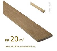 Kit terrasse de 20m² en bois exotique itauba Longueur 1250mm avec Lambourde et vis