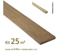 Kit terrasse de 25m² en bois exotique itauba Longueur 950mm avec Lambourde et vis