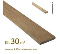 Kit terrasse de 30m² en bois exotique itauba Longueur 1550mm avec Lambourde et vis