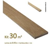 Kit terrasse de 30m² en bois exotique itauba Longueur 950mm avec Lambourde et vis