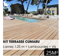 Kit terrasse exotique complet - CUMARU KD - Lames de 1,25 m - À partir de 10 m²