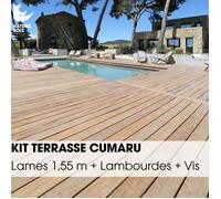 Kit terrasse exotique complet - CUMARU KD - Lames de 1,55 m - À partir de 10 m²