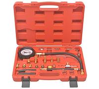 Kit testeur de pression d'injection de carburant avec manomètre 0-10 bar, adaptateur et fermeture rapide, cuivre et plastique, pour voitures et camions, avec mallette de rangement, idéal pour