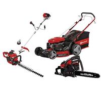 Kit thermique jardin Einhell ? Tondeuse 56 cm, débroussailleuse, taille-haie, tronçonneuse