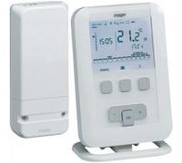 Kit thermostat ambiance programmable digital radio chauffe eau chaude 7j avec récepteur mural à piles Hager EK560 G