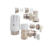 Kit thermostatique T301 équerre universel complet D14 en laiton blanc