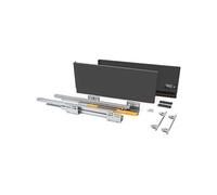 Emuca Kit tiroir cuisine/sdb, extraction totale & fermeture amortie, H105 mm P500 mm, gris anthracite