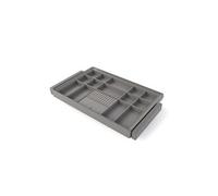 Kit tiroir organisateur et rack ajustable Quartz pour armoires, glissières extension totale et à fermeture douce, Module 80cm, Finition Titane
