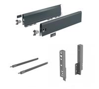 Kit tiroir tringles ArciTech - côtés H126mm - pour dos H186 mm-anthracite-L550mm HETTICH