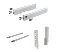 Kit tiroir tringles ArciTech - côtés H94 mm - pour dos H186 mm-argent-L400 mm HETTICH