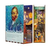 Kit Tonecheer DIY Book Nook, Puzzle 3D en Bois pour Adultes, Kit de Maison Miniature avec Lumière, Kit Booknook de Bricolage, Cadeaux Personnalisés pour Femmes et Hommes (Le Monde de Vincent)