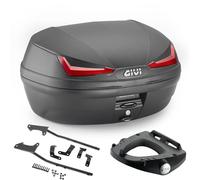 Kit Top Case E455N Givi + Supports Yamaha FZ6 S2 600 2010 2011 Noir 45L MONOLOCK