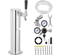 Kit Tour de Kégélateur - Kit de conversion de bière à robinet unique - Tour de bière en acier inoxydable avec double jauge et régulateur W21.8 - Raccord de fût A-System - Egouttoir à bière pour les fê