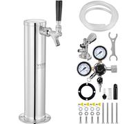 Kit tour de Kégélateur, kit de conversion de bière à robinet unique, tour de tirage de bière en fût d'acier inoxydable avec double jauge W21.8-régulateur et raccord de fût A-System, égouttoir à bière