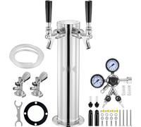 Kit tour de Kégélateur - Kit de conversion de bière avec deux robinets - Distributeur de bière en tour en acier inoxydable avec double jauge W21.8-régulateur - Raccord de fût A-System - Egouttoir à bi