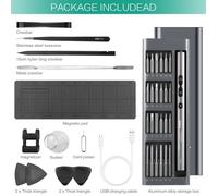 Kit Tournevis de Précision Magnétique 62 en 1, Tournevis Electrique, mini Visseuse sans fil, Chargement type-c USB & Éclairage LED