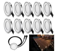 Kit tout inclus R05 spots LED 58mm encastrables extra-plats 0.5W 12V Dimmable, Eclairage Ultra-plat pour terrasse escalier patio chemin Spot extérieur étanche (Blanc Chaud, 6 spots)