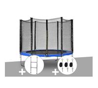JardiDéco Kit Trampoline Atlas Ø 2,44 m Bleu avec échelle et kit d'ancrage