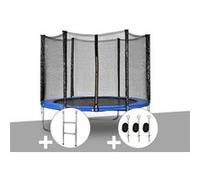 JardiDéco Kit Trampoline Atlas Ø 2,44 m Bleu avec échelle et kit d'ancrage