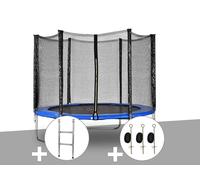 Kit trampoline Jardideco Atlas Ø 2,44 m Bleu + Echelle + Kit d'ancrage