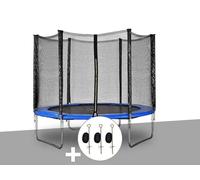 Kit trampoline Jardideco Atlas Ø 2,44 m Bleu + Kit d'ancrage