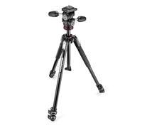 Manfrotto MK190X3-3W Kit Trépied en Aluminium à 3 Sections avec Tête Fluide 3D - Trépied Photo/Vidéo pour Appareils Reflex et Hybrides, Noir/Anthracite