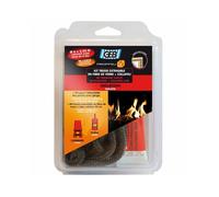 GEB Kit complet Tresse ronde 2,5 m Ø 4-6 mm fibre de verre + Colle réfractaire Collafeu 20 ml