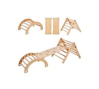 VEVOR Kit Triangle d'Escalade 5-en-1, Échelle d’Escalade pour Enfants en Bois Grande Taille, Aire de Jeux Intérieure Triangle avec Rampe et Arc, Jouets pour Tout-petits de 1 à 3 Ans， Maison