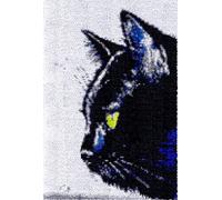 Kit Tricot Debutant Tapis Kit De Crochet De Verrouillage Animal Chat Noir Portraits D'Animaux Kits De Crochet Bricolage Kits De Broderie Kit De Crochet Pour Débutants Travaux D'Aiguille Po 20x15in