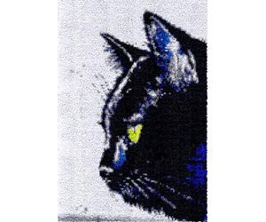 Kit Tricot Debutant Tapis Kit De Crochet De Verrouillage Animal Chat Noir Portraits D'Animaux Kits De Crochet Bricolage Kits De Broderie Kit De Crochet Pour Débutants Travaux D'Aiguille Po 20x15in