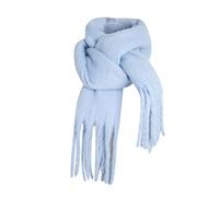 Kit Tricot Écharpe Laine Épaisse Grande pour Femme - Longue Couverture Grosse Oversize Hiver Automne Chaud Chiné - Bleu Ciel, Taille Unique