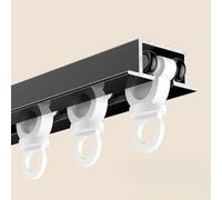Kit Tringle À Rideaux Encastrée Au Plafond, Rail De Rideau Encastré Ultra-mince En Aluminium, Système De Rail Métallique Silencieux Pour Chambre/espace Privatif/dressing(Noir,280cm/9.2ft(2 * 140cm))