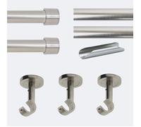 Kit tringle rideaux Nickel Mat 300cm Ø20mm Capuchon - Plafond - Boulet