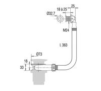 Kit trop plein pour vasque avec enjoliveur D24 - VALENTIN - 00 596500 000 05