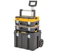 DeWalt Kit TSTAK 3 Pièces DWST83411-1 - Coffret Grande Contece, Organiseur & Boîte à Outil Mobile - IP54 - Emplacement TAG TOOL CONNECT - Plateau Porte-outils - Capacité de 50 kg Multicolore