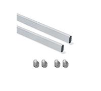 Kit tube de penderie 30x15 mm aluminium, L 750 mm, Anodisé mat