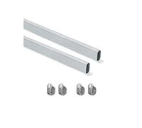 Kit tube de penderie 30x15 mm aluminium, L 750 mm, Anodisé mat