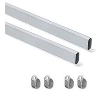 Kit tube de penderie 30x15 mm aluminium, L 750 mm, Anodisé mat Anodisé mat G