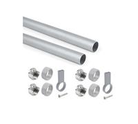 Kit tube de penderie circulaire Ø28, L 1150 mm, Anodisé mat