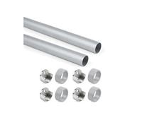 Kit tube de penderie circulaire Ø28, L 750 mm, Anodisé mat