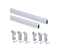 Emuca - Kit de barre de penderie ovale 1150 mm, anodisé mat - Lot de 2