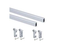 Emuca Kit tube de penderie Silk 750 mm anodisé mat ovale 30x15 mm avec supports lot de 2