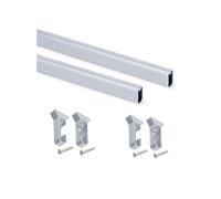 Emuca Kit tube de penderie Silk 750 mm anodisé mat ovale 30x15 mm avec supports lot de 2