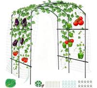 Kit tuteur de concombre - Largeur réglable - Treillis avec filet - Grille de concombre en métal - Support pour plantes grimpantes - Fleurs et légumes - Noir - 180 x 99-130 x 220 cm