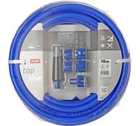 Kit tuyau d'arrosage Blue Line 10 mèters Ø5/8"" 15mm,de 3 couches,Made in Espagne,Résistance 28 bar y -20°/60°,Tressé,sans cadmium ni plomb,sans BPA,anti-UV,Couleur Bleu