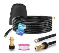 Kit Tuyau de Nettoyage Déboucheur de Canalisations 10m, 180 Bar avec Sac, Adaptateur M22, Buses Rigides, pour Pression Tuyaux K2-7