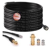 Kit Tuyau de Nettoyage Déboucheur de Canalisations 20m, 240 Bar avec Adaptateur M22+Buses Fixe+Rotatives, pour Pression Tuyaux K2-7
