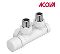 Kit U Robinetterie Blanc thermostatisable en H pivotant réversible monotube / bitube chromé - ACOVA 991631